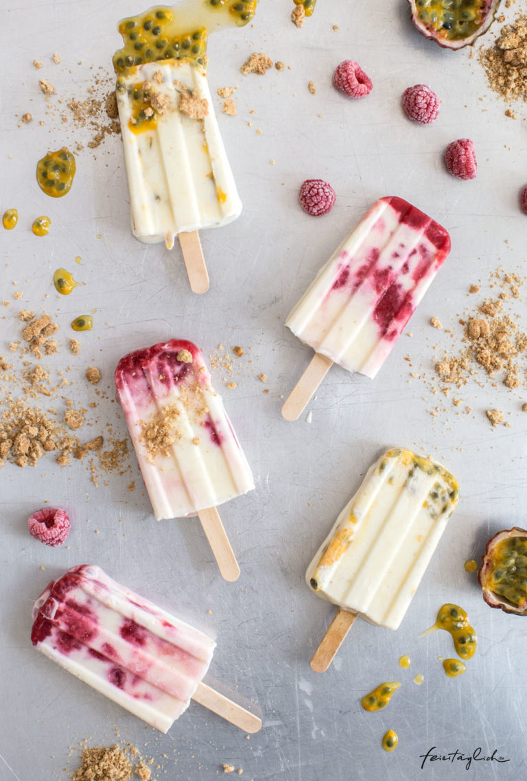 Cheesecake Popsicles Mit Himbeere Und Maracuja Keksbr Seln