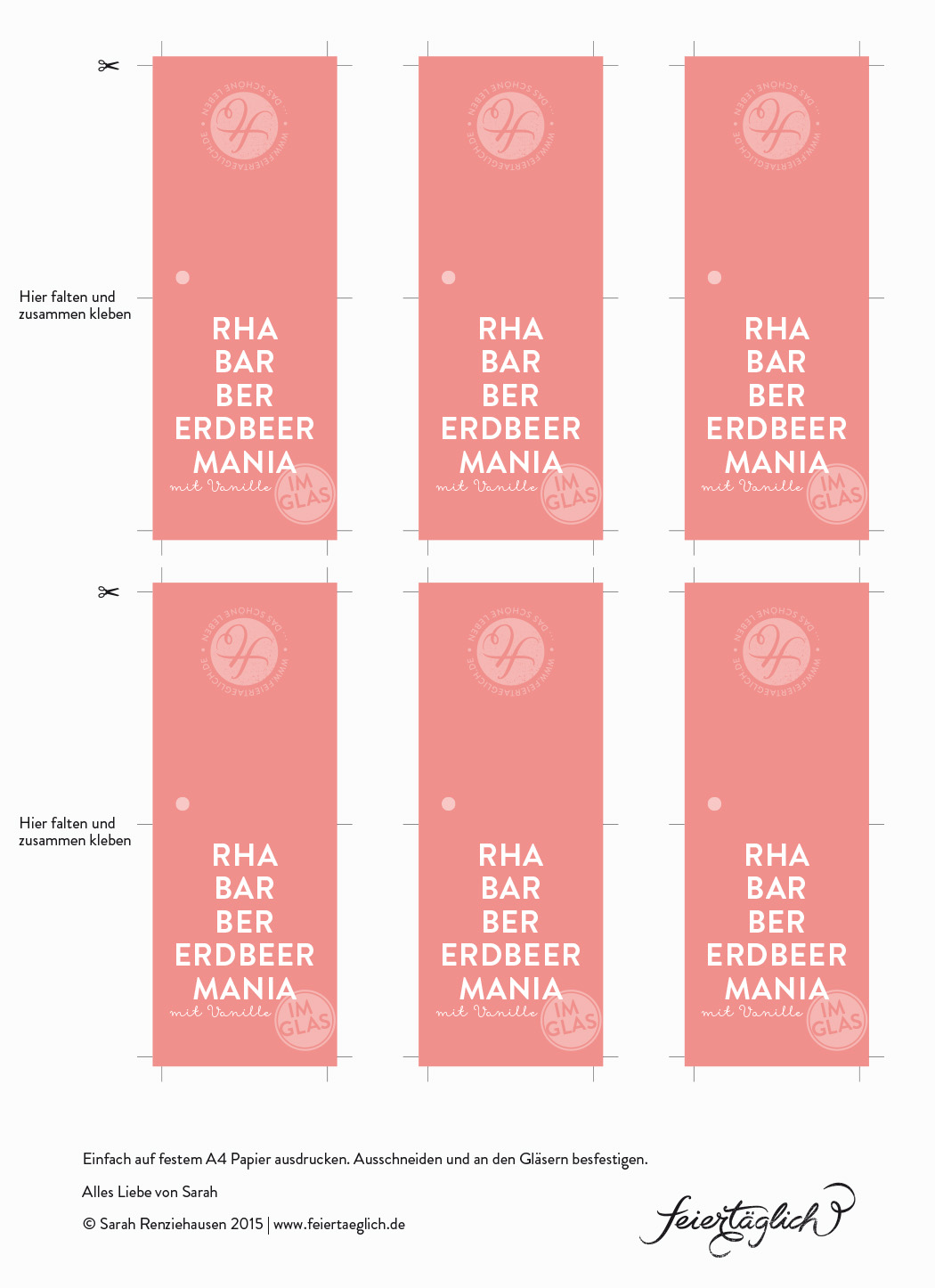 Rezept für Rhabarber-Erdbeer-Vanille Marmelade, Free Printable Labels, DIY #freeprintables #RhaBarBerMania #feiertaeglich
