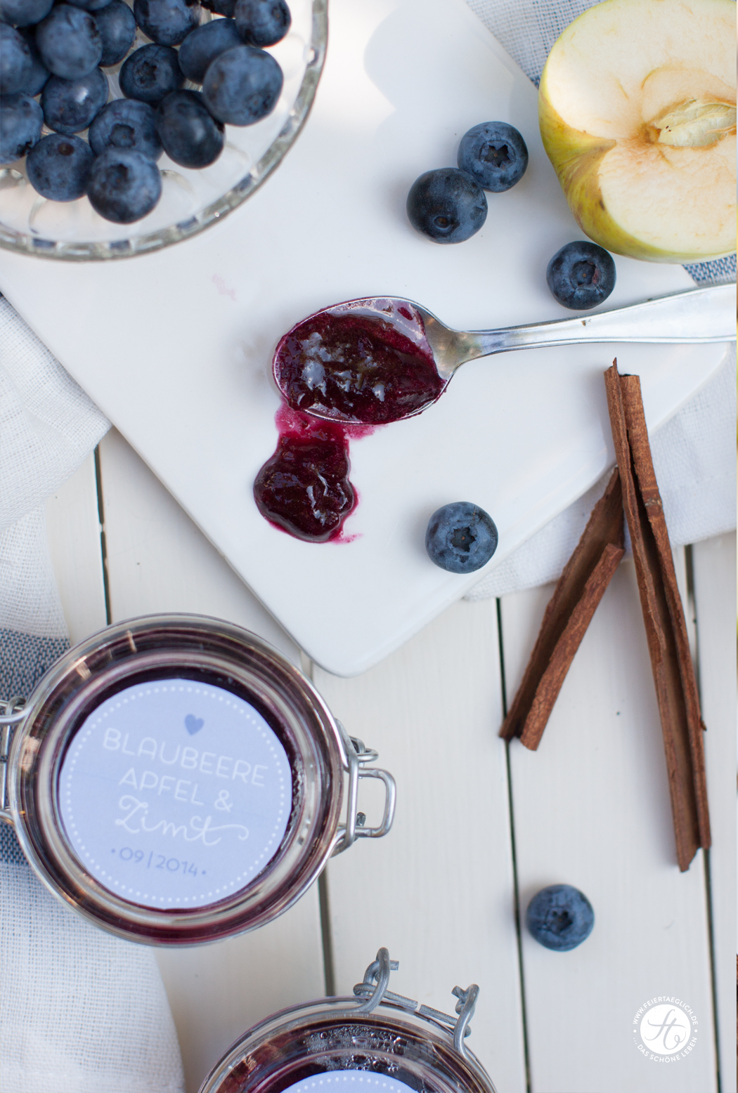 Rezept für Blaubeere-Apfel-Zimt Marmelade #blueberry #blaubeere #feiertaeglich