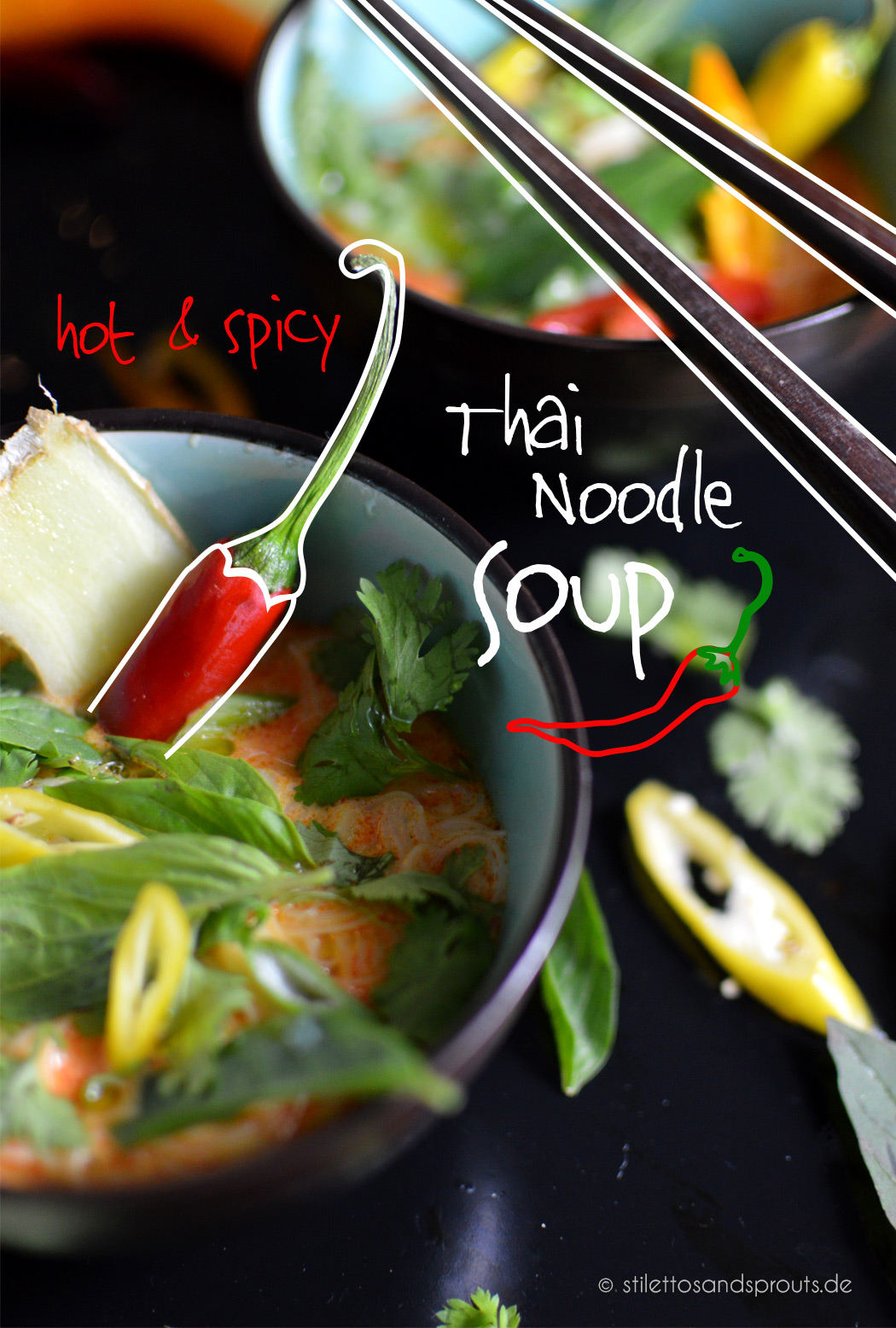 Rezept für Hot & Spicy Thai Noodle Soup mit Ingwer von Stilettos & Sprouts zum #SuperfoodSamstag bei feiertaeglich.de