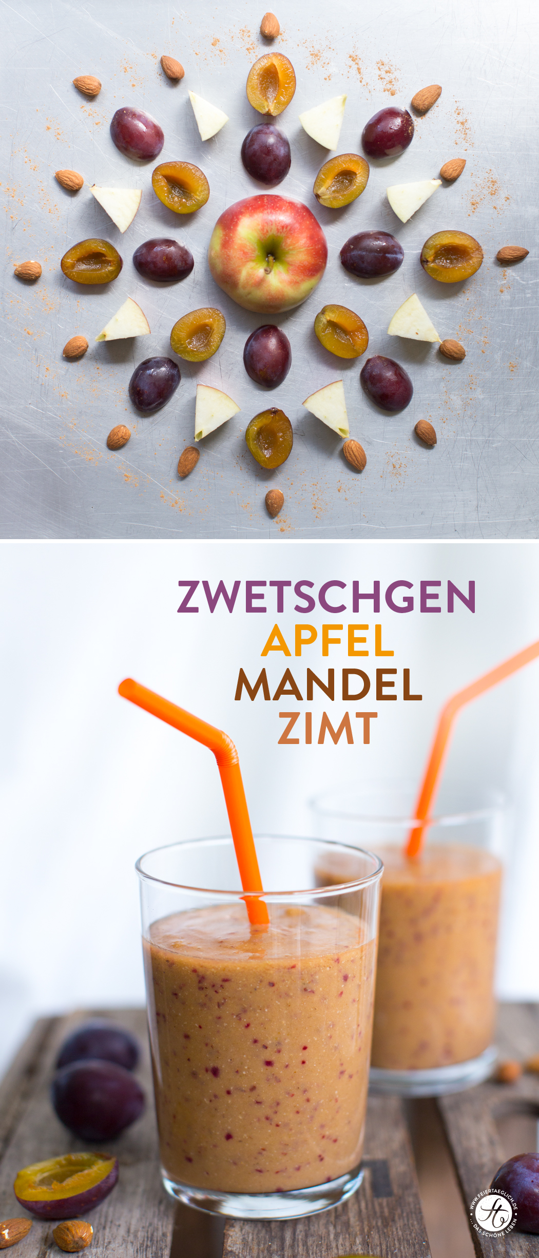 Zwetschgen-Apfel-Mandel-Smoothie | Rezept zum #SmoothieMontag von feiertaeglich.de 