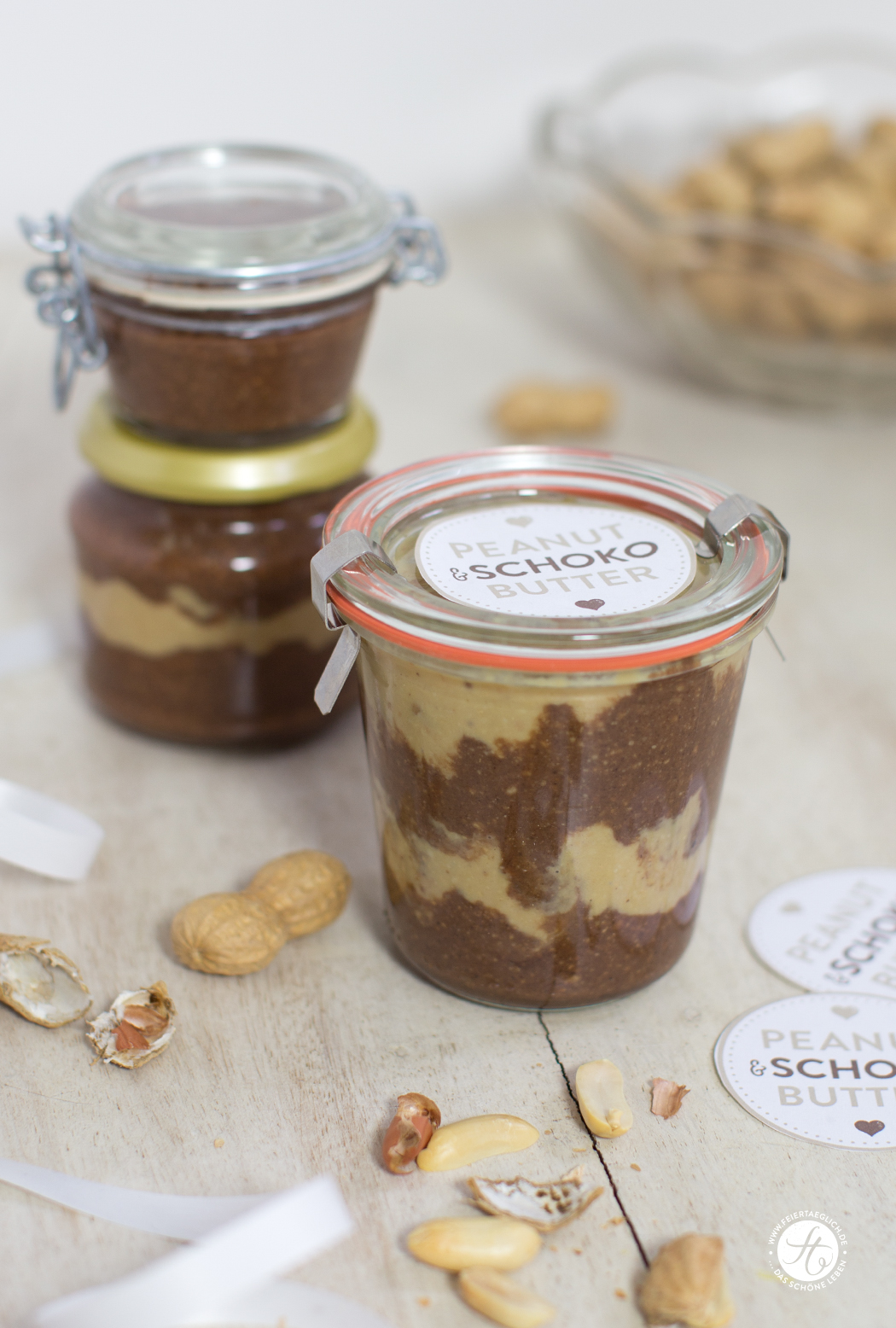 Geschenke aus der Küche: Peanut-Schoko-Butter & Free Printable Labels, einfaches Rezept von feiertaeglich.de