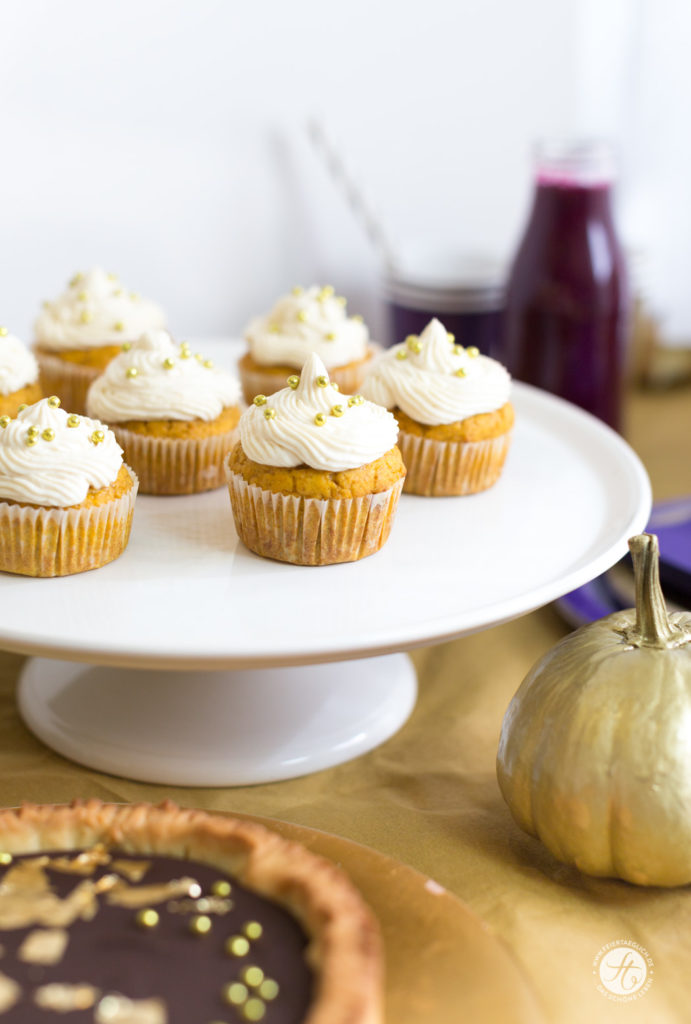 Kürbis-Cupcakes zur Goldener-Herbst-Party #happymottoparty