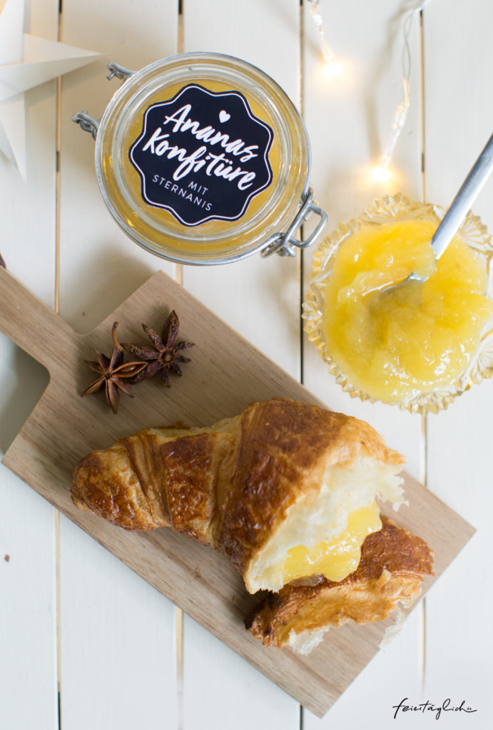Geschenke aus der Küche: Ananas-Konfitüre mit Sternanis & Free-printable-Labels zum Ausdrucken