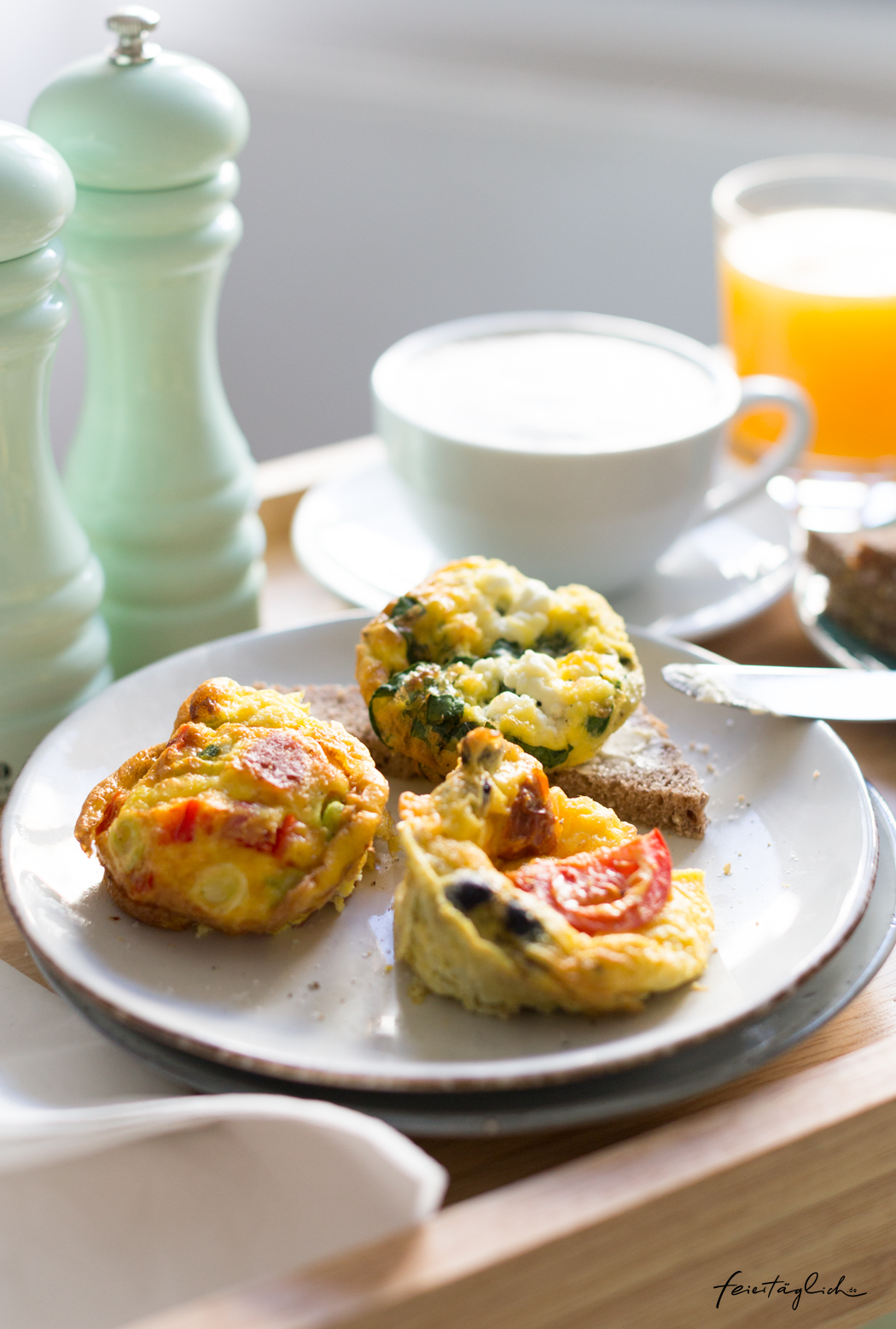 Rezept Omelette aus der Muffinform, Frühstück im Bett