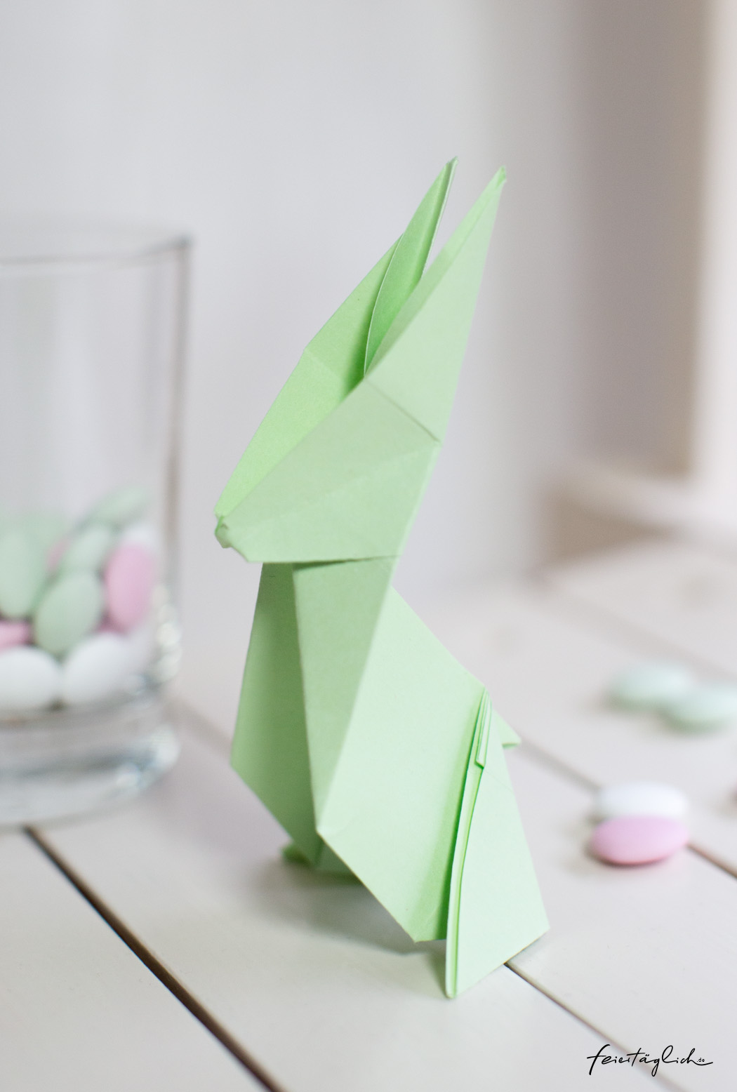 Origami Hase, Faltanleitung, DIY aus Papier