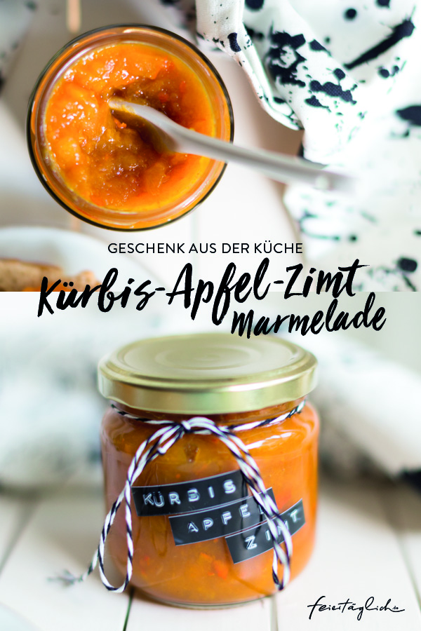 Kürbis-Apfel-Zimt-Marmelade (ohne Zucker), Rezept, Geschenk aus der Küche