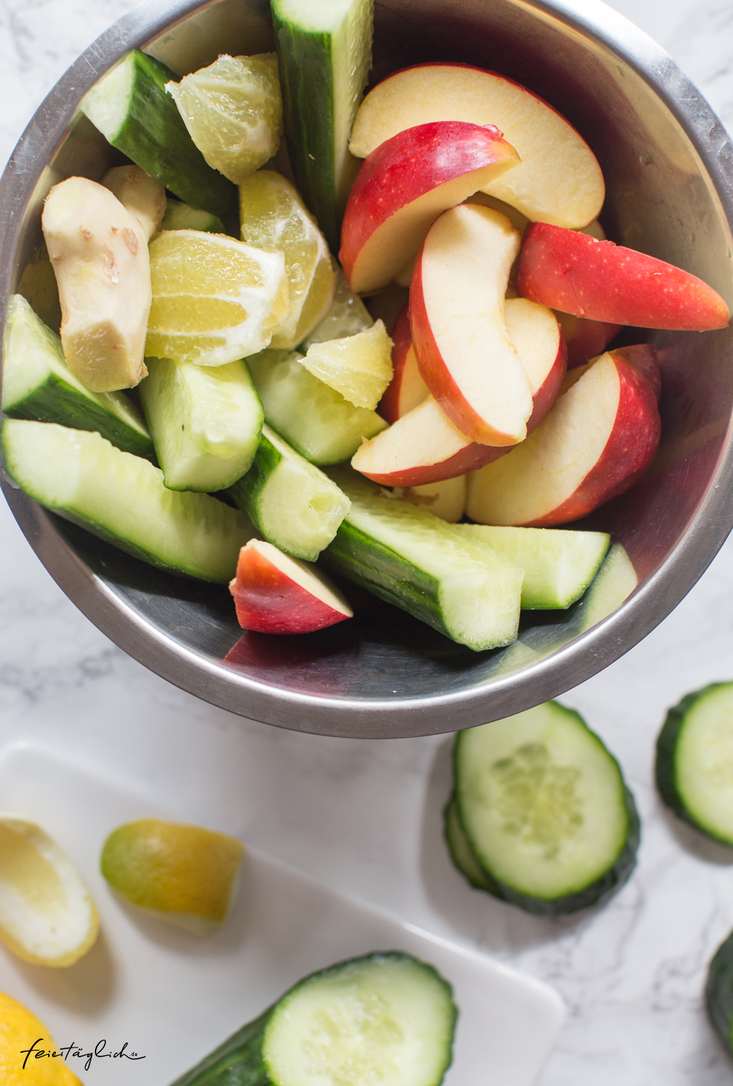 KickStart ins neue Jahr mit frischem Gurke-Apfel-Ingwer-Zitrone Saft, grüner Ingwer-Shot als Boost fürs Immunsystem