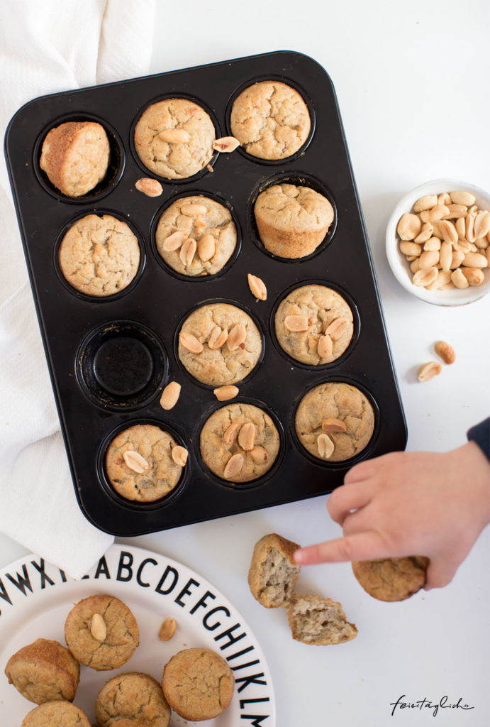 (Mini-)Bananenmuffins vegan &amp; zuckerfrei, Backen mit und für Minis ...