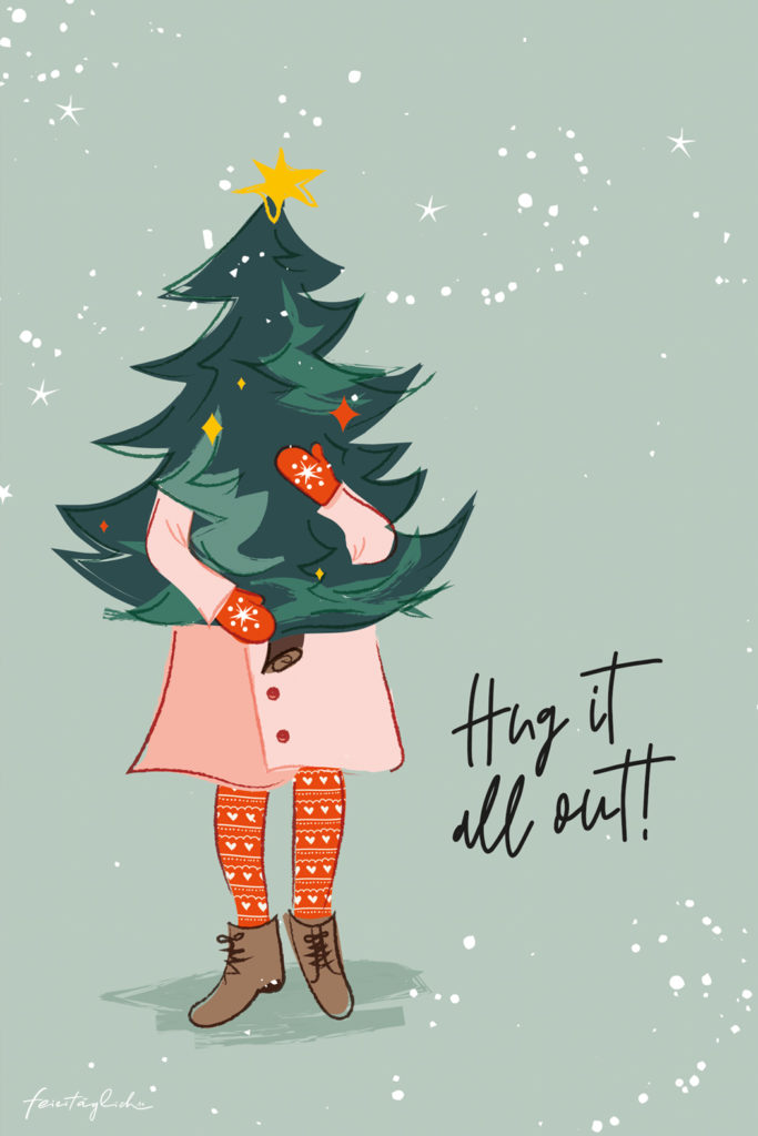 Grafik-Design Weihnachtskarte  Hug it all out