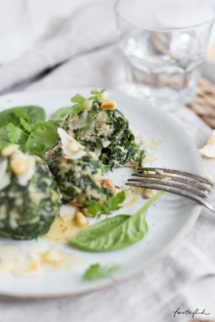 Spinat-Knödel mit gebräunter Butter & Parmesan, Rezept